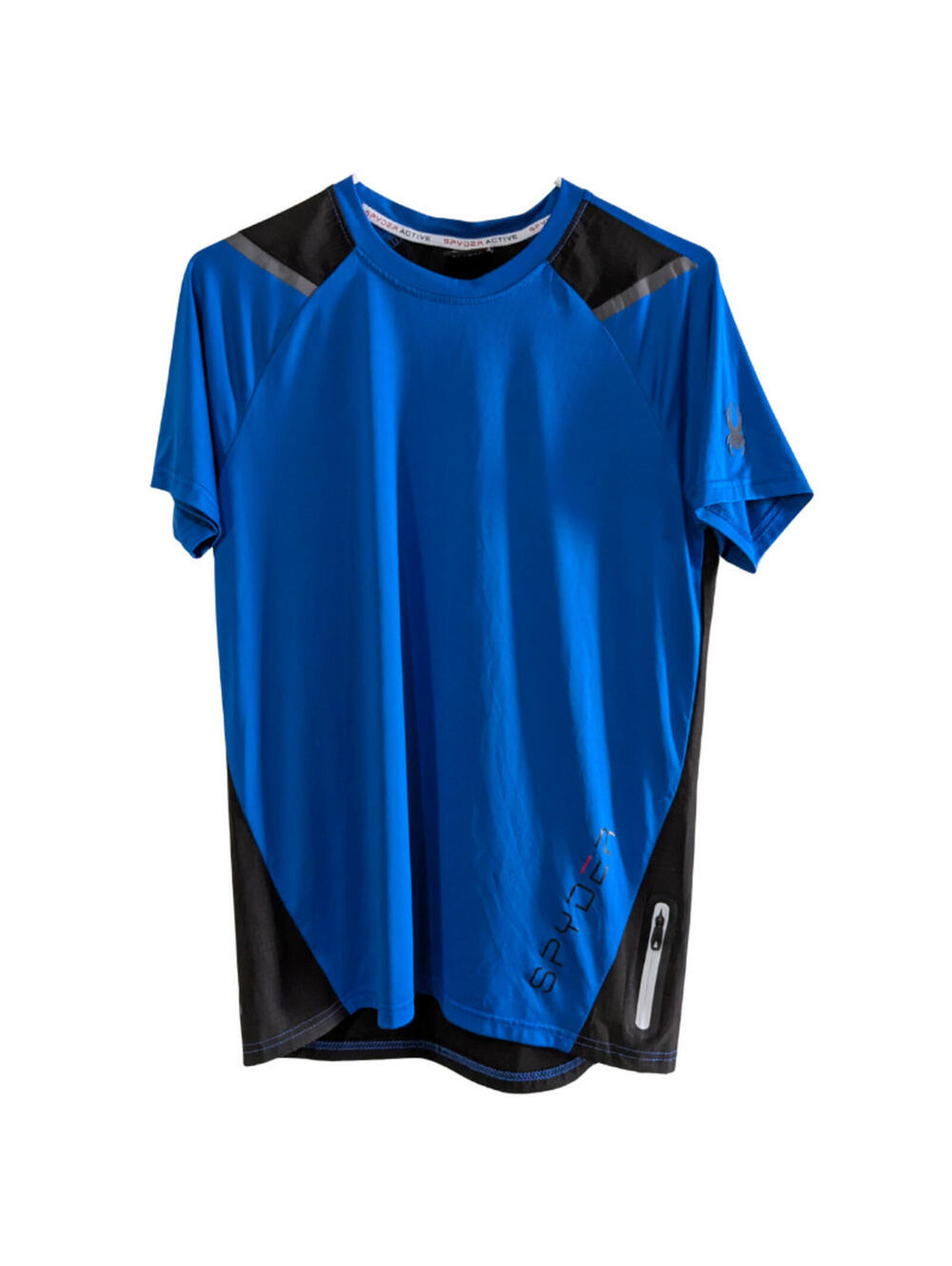 Spyder Active Men's Color Block Sport Top Small, Blue Black with Gray Accents